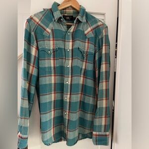 Ralph Lauren RRL Slim plaid twill western shirt size M